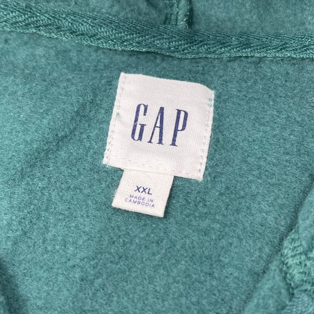 Gap Mens XXL Spell Out Full Zip Hoodie Sweatshirt Green Teal Logo - Picture 4 of 6